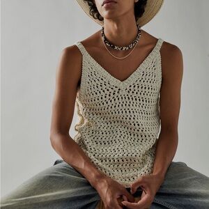 Free People Cream Knit Tank Top
